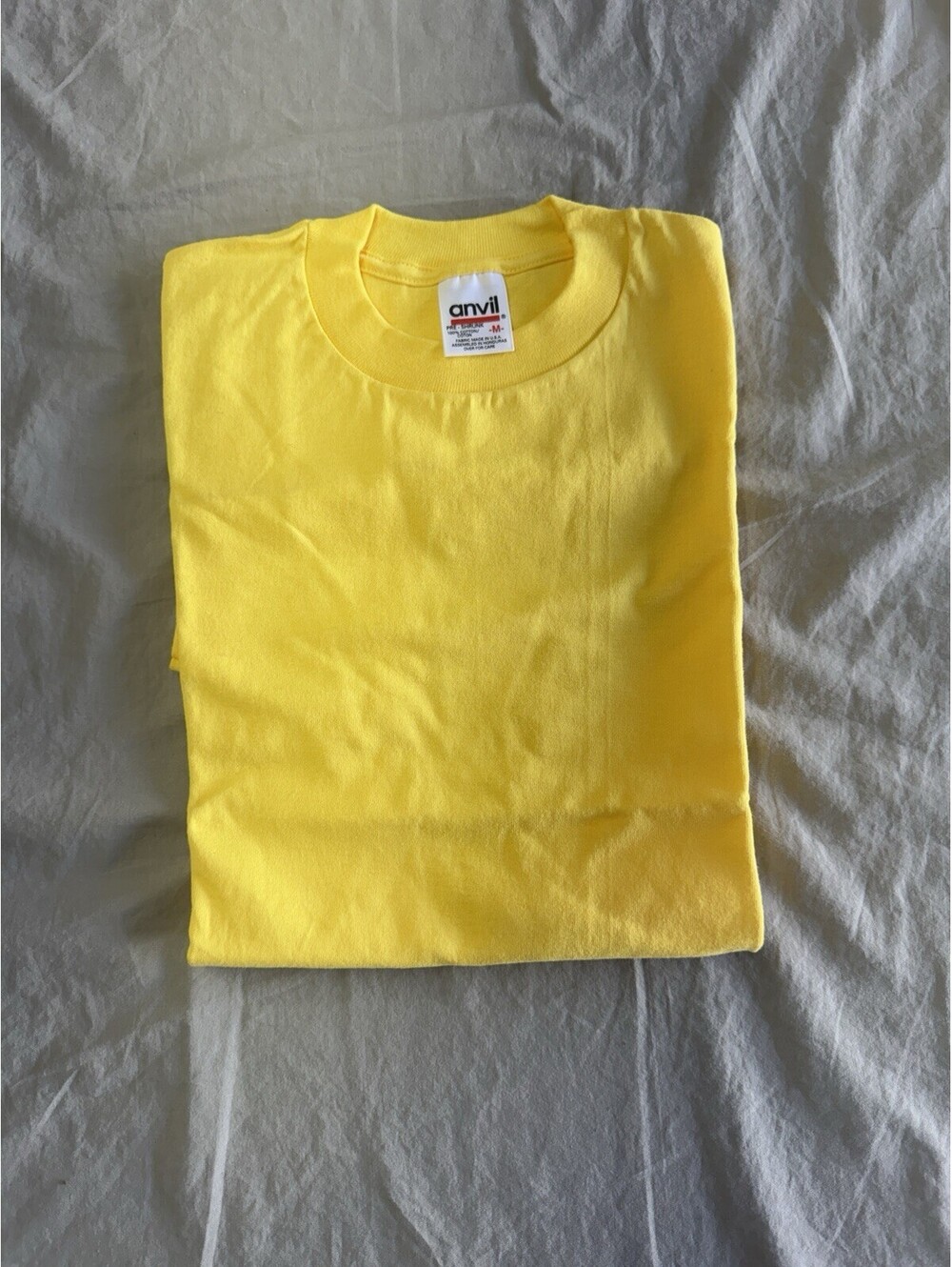 Vintage Anvil Blank Tshirt Yellow Size Medium